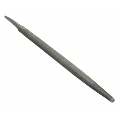 This 12-inch round file features a single-cut, smooth-cut pattern for fine finishing on curved surfaces, holes, and internal radii. The safe edge prevents damage to adjacent surfaces. It tapers slightly towards the point and has a natural finish.