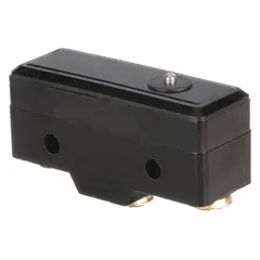 This snap-action switch features a pin plunger actuator and SPDT contacts with screw electrical connection. Rated for 15 A at 480 V AC, it is suitable for position sensing, limit control, and end-of-travel detection in industrial automation and machinery applications.