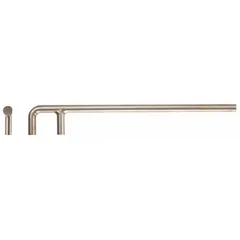 This F-shaped valve wheel wrench is made of aluminum bronze with a natural finish. It has an overall length of 27 1/2 inches. Designed for operating valve wheels in environments where non-sparking tools are required.