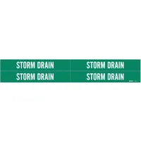 Pipe Marker: Storm Drain, Green, White, Fits 3/4 to 2 3/8 in Pipe O.D., 4 Pipe Markers (MPN 7273-4)