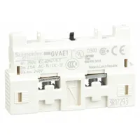 SCHNEIDER Auxiliary Contact: 1NC, 2.5 A Max Current (AC), Front Mount, Front-Mounted (MPN GVAE1)