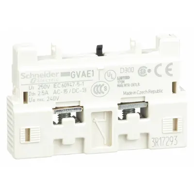 SCHNEIDER Auxiliary Contact: 1NC, 2.5 A Max Current (AC), Front Mount - Schneider Electric Auxiliary Contacts