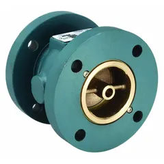 This ductile iron globe-body disc check valve features an inline valve body with Class 125 flanges and a 6 in pipe size. It is designed to prevent reverse flow in piping systems, reducing water hammer and ensuring silent operation. Typical applications include pump discharge lines and other industrial water or wastewater systems.