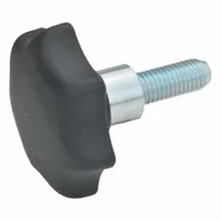 JW WINCO Plastic Hand Knob w/ Stainless Hub & Threaded Stud: 7 Point, Plastic w/ SS Thread (MPN 6336.5-TE-50-M10-45)