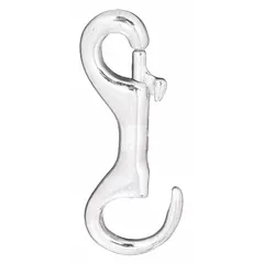 This slide bolt spring snap is constructed of iron with a 4 in overall length and a 3/8 in opening size. It features a slide bolt opening type and is not intended for lifting applications. Commonly used for non-lifting attachment and quick connection in rigging, tethering, or securing tasks.