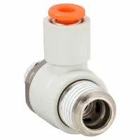 SMC Speed Control Valve: Elbow Fitting, Screw, 1/4 in/1/8 in Valve Body Size, 3/16 in Tube, Meter In (MPN AS2211F-N02-05S)