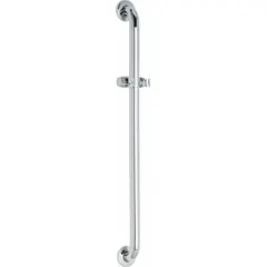 This 48-inch straight grab bar is constructed of stainless steel with a brushed finish and a 1 1/2-inch diameter. Designed for right-hand mounting, it accommodates hand-held shower holders and mount glide rails, providing support in accessible shower installations.