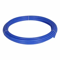 PEX Type B tubing for general plumbing applications. 1/2 in diameter, blue color, supplied in a 100 ft coil. Suitable for hot and cold water supply lines, radiant heating systems, and hydronic distribution.