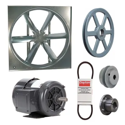 Dayton Supply Fan w/Drive Package: Belt Drive, 42 in Blade, Totally Enclosed, 16,646 cfm - Belt-Drive Panel Supply Fans with Drive Package