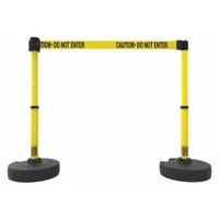 Belt Barrier System: 42 in Post Ht, 15 ft Belt Lg, Yellow, 2 No. of Posts, Message (MPN PL4285)