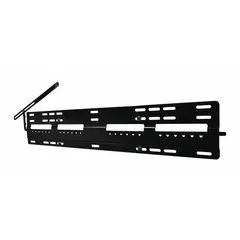 This fixed television mount is designed for 40 to 80 inch screens with a maximum capacity of 150 lb. Constructed from steel with a black fused epoxy finish, it includes mounting hardware and tie wire supports for wall installation. Suitable for low-profile mounting in residential or commercial settings.