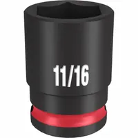 MILWAUKEE Standard Impact Socket: 3/8 in Drive Size, SAE, 11/16 in Socket Size, 6-Point, Std (MPN 49-66-6109)