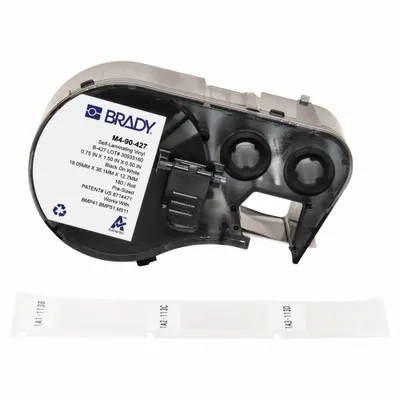 BRADY Wraparound Label: 1 1/2 in x 3/4 in, Vinyl, White (Matte) - Brady Precut Label Roll Cartridges