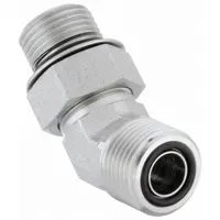 Hydraulic Hose Adapter: 1/4 in x 1/4 in Fitting Size, Male x Male, ORS x ORB, Rigid, 45° Elbow (MPN FF2068T0404S)