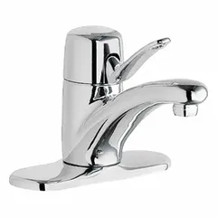 Centerset handle bathroom faucet constructed of cast brass with a polished chrome finish. Includes mounting hardware. Flow rate of 2.2 gpm. Suitable for lavatory sinks in commercial and residential settings.
