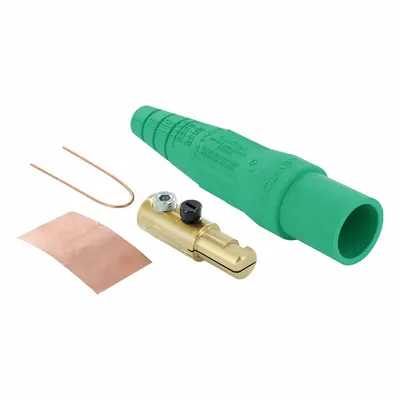 LEVITON Single Pole Inline: Male, Green, 600V AC/600V DC, 300 A, Single Set Screw Termination - Plugs with Set Screw Terminations
