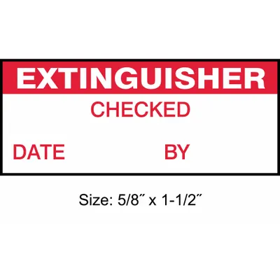STRANCO Inspection Label: Extinguisher, 1 1/2 in Wd, 5/8 in Ht, Red/White, Rectangle - Safety