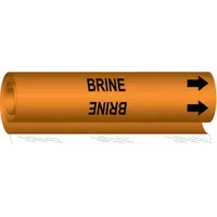 Pipe Marker: Brine, Orange, Black, Fits 2 1/2 to 7 7/8 in Pipe O.D., 1 Pipe Markers, With Arrows (MPN 5802-II)