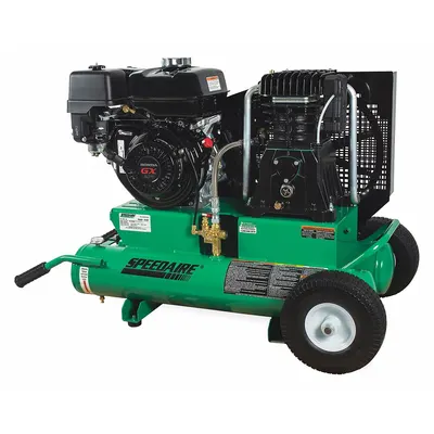 SPEEDAIRE Portable Gas Air Compressor: 2 Stage, 9 hp Engine, Honda, 18.3 cfm @ 90 psi - Wheeled Portable Engine Driven Air Compressors