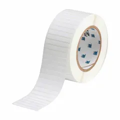 White autoclavable polyester label roll, 13/64 in width, for use with BBP11 printer series and IP-R6402 ribbon. Suitable for applications requiring sterilization resistance, such as laboratory or medical equipment labeling.