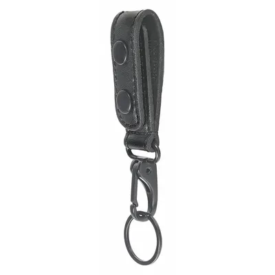 HEROS PRIDE Key Holder: Black, Leather, Plain, 6 1/4 in x 29 mm, Snap Closure - Key Holders & Pouches