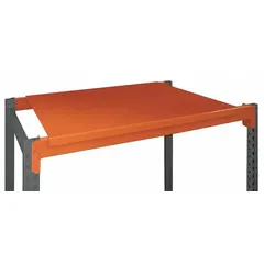 Flat wire decking panel, 48 x 42 inches, made of 14 ga steel with powder-coated orange finish. Standard wire decking style with flat edge. Provides a solid surface for pallet rack systems in warehouses and industrial storage.