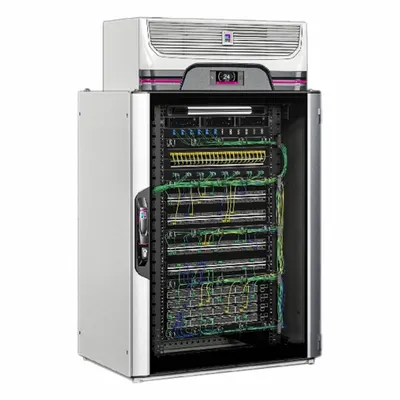 RITTAL Micro Data Center: RiMatrix Blue e+, 1.3 kW Max Rated IT Load, 24U, NEMA 12 - Rittal RiMatrix Blue e+ Micro Data Center Systems