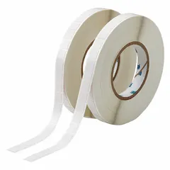 Precut label roll for THT-series printers. Polyimide material with white matte finish. Size 11/16 in x 1/2 in. Used for industrial labeling of components, cables, and panels in manufacturing environments.