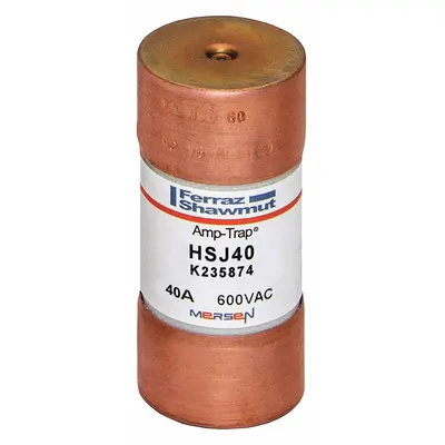 MERSEN Fuse: HSJ Series, Class J, Cylindrical Body, Very-Fast-Acting, 40 A, 600 V AC - Very-Fast-Acting Cylindrical Fuses