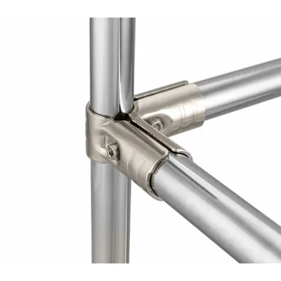 FLEXPIPE Corner Joint Set: Corner Joint Set, Corner, Silver, Hot Rolled Steel, 2 5/8 in Lg - Clamps, Joints & Accessories for Clamp-On Pipe Systems