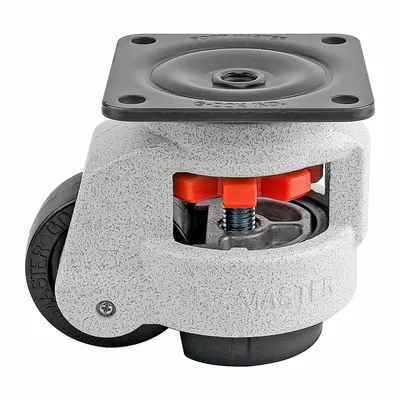 FOOT MASTER Plate Caster: Nylon Tread, 63 mm Wheel Dia, 103 mm Mounting Ht - General Purpose Leveling Plate Casters