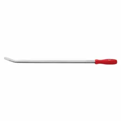 This pry bar features a wedge end and anti-slip tip for improved control during prying, scraping, and demolition tasks. With a 36 in overall length, 5/8 in bar width, and 1 1/8 in end width, it provides leverage for construction and maintenance applications. No nail slots are included.