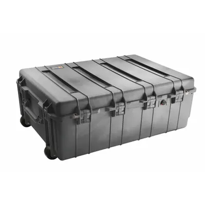 PELICAN Protective Case: 24 in x 34 in x 12 1/2 in Inside, No Foam, Black, 2 Wheels - Standard Protective Transport Cases