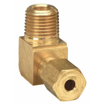 PARKER Compression Fitting Elbow: 1/8 in OD x 1/8 in Pipe Fitting Size, Compression x MNPT - Standard Sleeve Brass Compression Fittings
