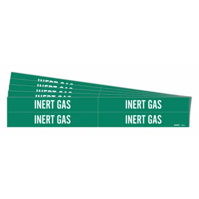 BRADY Pipe Marker: Inert Gas, Green, White, Fits 3/4 to 2 3/8 in Pipe O.D., 4 Pipe Markers - Inert Gas Adhesive Pipe Markers