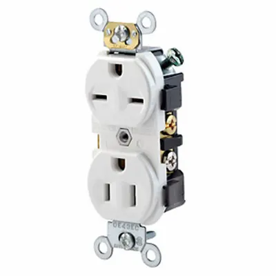 LEVITON Receptacle: Duplex, 5-15/6-15, White, 125/250V AC, 15 A, 2 Pole / 3 Wire (MPN 5031-W) - General Purpose Receptacles