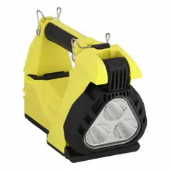 Rechargeable spotlight delivering 1,700 lumens maximum output with a focused spot beam. Provides 6.5 hours of runtime at maximum brightness. Includes a heavy-duty strap for hands-free carrying. Suitable for industrial inspection, maintenance, and emergency lighting applications.