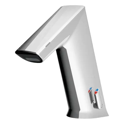 SLOAN Bathroom Sensor Faucet: BASYS, Cast Zinc, Chrome Finish, Single-Post, Hardwired - Single-Post Sensor Bathroom Faucets
