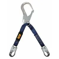 CONDOR Positioning Lanyard: Steel Rebar Hook, Aluminum Snap Hook, 24 in Lg, 310 lb Capacity