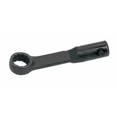 Interchangeable torque wrench head with 12-point box end and 15-degree offset for improved access in confined spaces. Features a 24 mm metric X-Shank design for use with compatible torque wrench handles. Suitable for tightening fasteners to precise torque specifications in automotive, industrial, and maintenance applications.