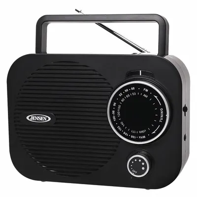 JENSEN AUDIO Radio: Black, Battery, AM/FM Receiver, 1 Speakers, Analog, Handle - Portable Radios