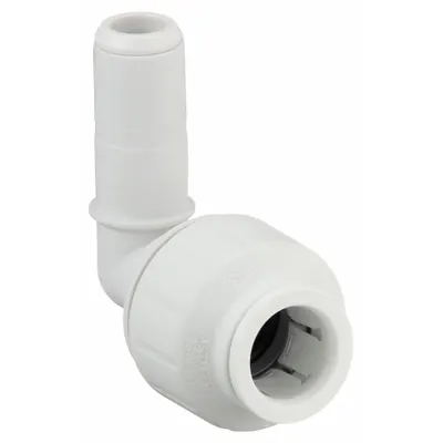 JOHN GUEST Push-Fit Elbow Fitting: 90° Elbow, 1/2 in OD x 1/2 in OD Size, Plastic - Polysulfone Push-to-Connect Tube Fittings