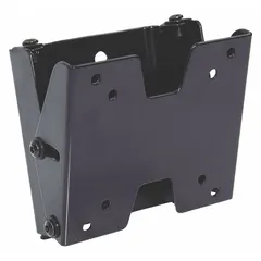 Steel tilting wall mount for flat-panel displays. Supports screens 10 to 23 inches, up to 25 lb. Offers 15° upward tilt, no swivel. Powder-coated black finish. Includes mounting hardware for wall installation.