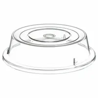 This clear polycarbonate plate cover has a 10 5/8 in diameter. It is used in foodservice and industrial settings to protect plates from dust and debris. Not NSF certified