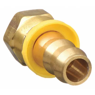 CONTINENTAL Push-On Hose Fitting: JIC x Hose Barb, 1/4 in x 1/4 in Fitting Size, Female x Male - Brass Multipurpose (Air, Water, Chemical) Push-On Barbed Hose Fittings