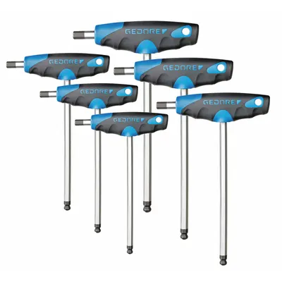 GEDORE DT 2142-06 T-Shaped Hex Key Set, 6-Piece, Metric, Long - T-Shaped Hex Key Sets
