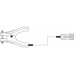 This accessory includes a 2 ft straight cable with a small drum clamp and quick connect. It is designed for use with the LE600I StaticSure Unit to provide a grounding path for static control during handling of sensitive components.