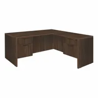 REGENCY Desk: Particle Board, Walnut, 2 Pedestals, 4 Drawers, 66 in Overall Wd, 29 in Overall Ht (MPN LLD6630NW)