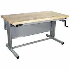 Open-base workstation with a maple top measuring 60 in x 30 in and a gray frame. Overall load capacity is 500 lb. Suitable for assembly, inspection, and light manufacturing tasks in industrial, laboratory, and maintenance environments.