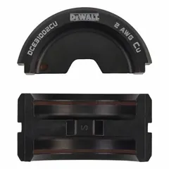 This die set is a U-die designed for crimping #2 AWG copper conductors. It is intended for use with the DCE310 crimper to form secure electrical connections in industrial, commercial, and utility settings.